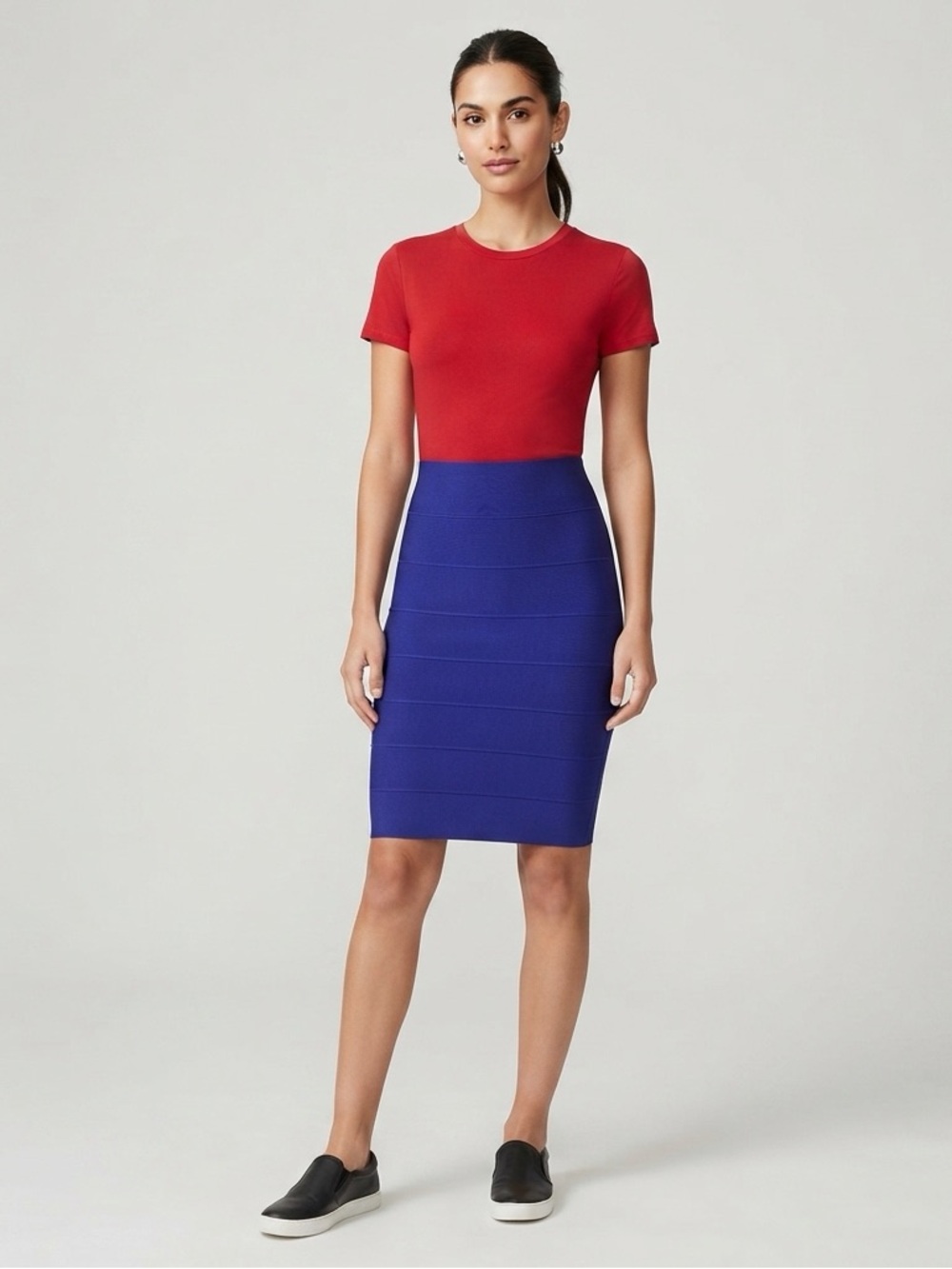 BCBGMAXAZRIA Regal Blue Bandage Bodycon Pencil Skirt XS Stretch Y2K
